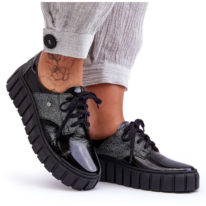 Lemar Zapatos Plataforma Piel Negro Hipnosis