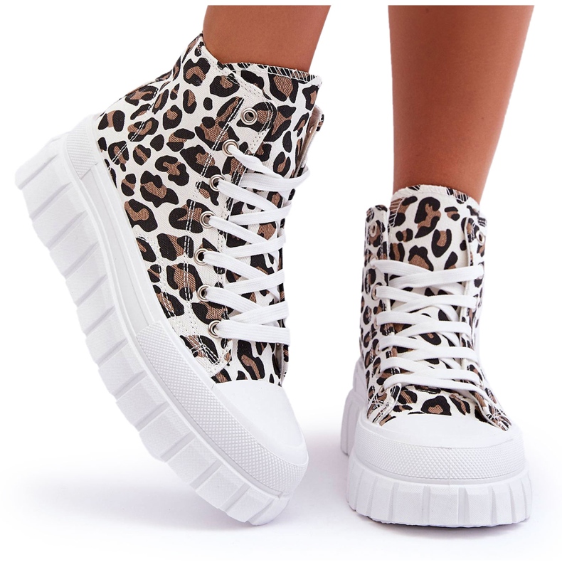 PS1 Zapatillas Altas Mujer Estampado Leopardo Blanco Florens