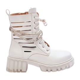 Botas Worker De Moda Con Raya Decorativa White Rocky blanco