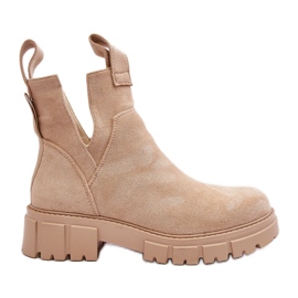 Botas Worker Con Recortes Heaven Beige Claro