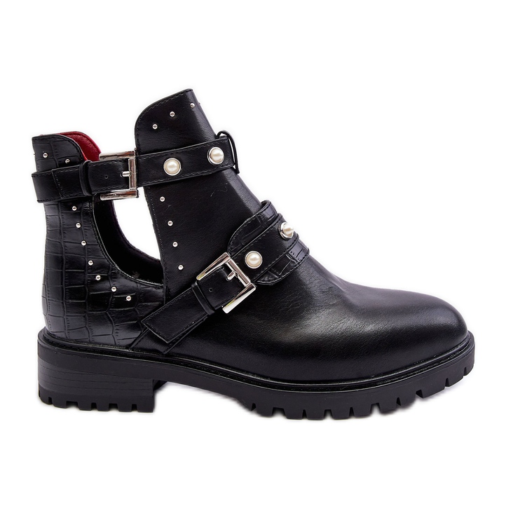 Botas Mujer Trapper Con Perlas Negras Klarisa negro Botas Mujer Trapper Con Perlas Negras Klarisa negro