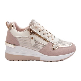 PG1 Zapatillas Mujer Con Cuña Beige Y Blanco Sivan