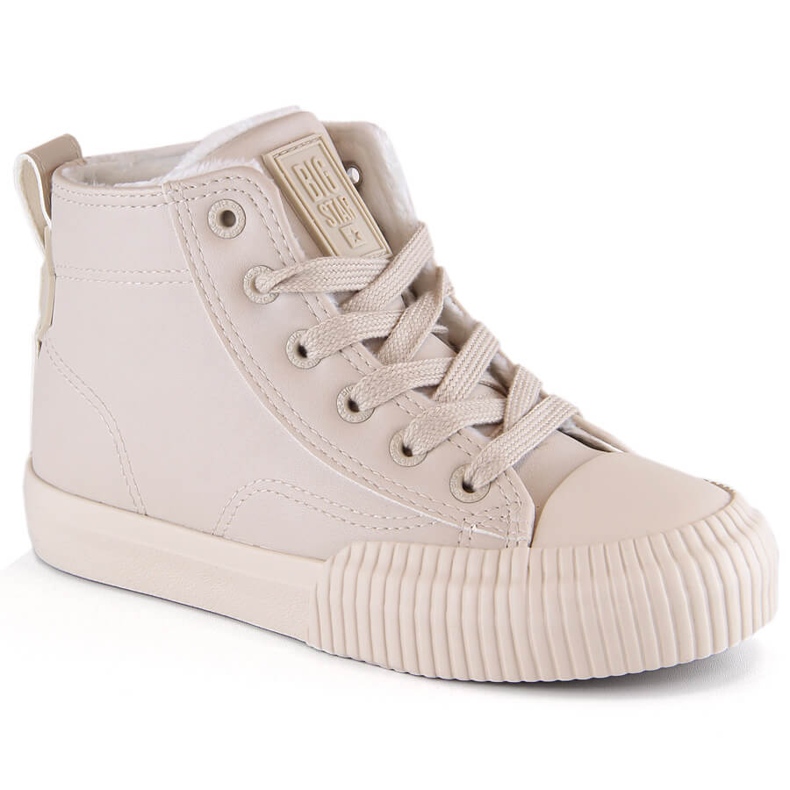 Deportivas infantiles aislantes con cordones y cremalleras beige Big Star MM374012
