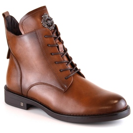 Botas de mujer con cordones y cremallera marrones Potocki SZ12179 marrón
