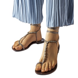 Sandalias de pedrería gris oscuro de Troghi Sandalias de pedrería gris oscuro de Troghi