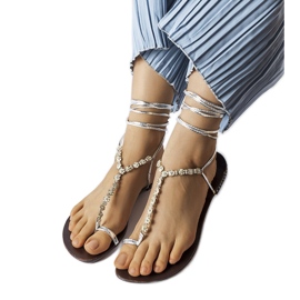 Sandalias plateadas con circonitas de Troghi plata