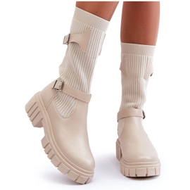 Botas Calcetín Mujer Beige Abroze