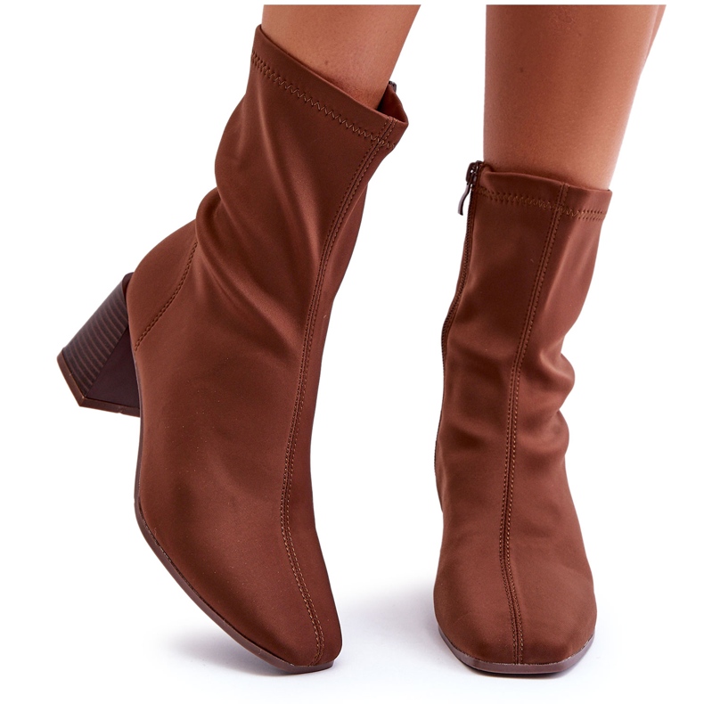 Botas Cremallera Tejido Amisa Marrón
