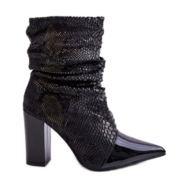 Botas Tacón Serpiente Arrugada Casima Negro