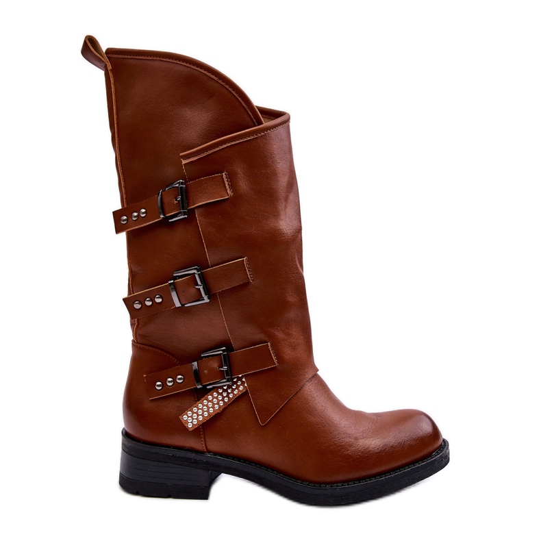 Botas Mujer Piel Tacón Plano Nyreo Marrón