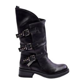 Botas Mujer Piel Tacón Plano Nyreo Negro