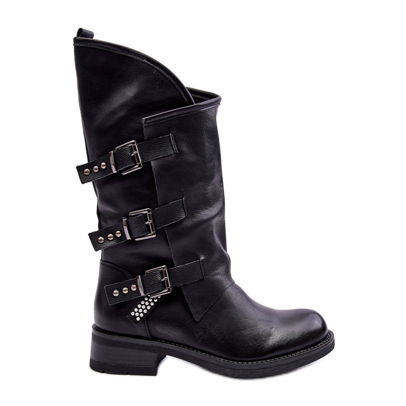 Botas Mujer Piel Tacón Plano Nyreo Negro