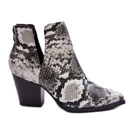 Botas De Mujer Con Corte De Serpiente En Blanco Y Negro Caderina