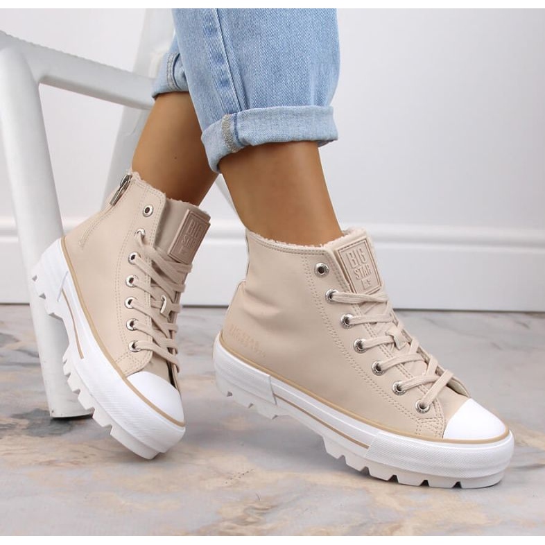 Zapatillas con aislamiento en la plataforma Big Star W INT1903B beige