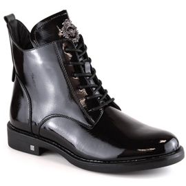 Botas lacadas con cordones y cremallera Potocki W WOL171A negro
