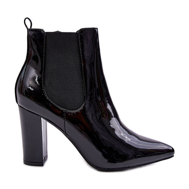 Botas Lacadas Con Tacón Negro Evita
