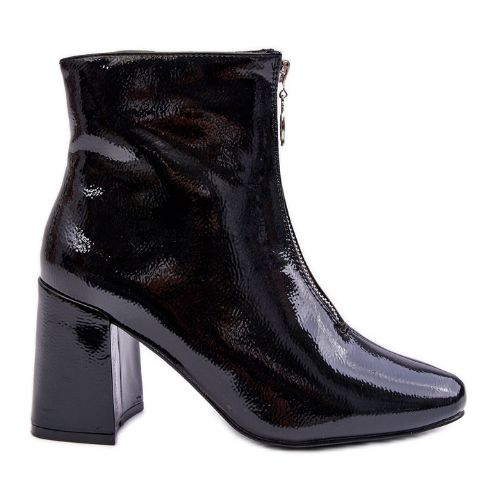 Botas Lacadas Con Cremallera Decorativa Negro Sevil