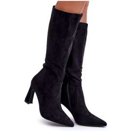 Botas Tacón Ante Negras negro