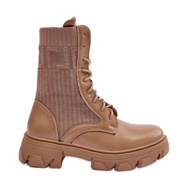 Botas Worker Con Cordones Para Mujer Beige Oscuro Marlissa