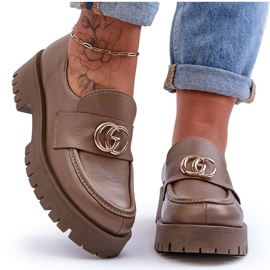 Laura Messi Zapatos Mujer Piel Con Adorno Beige Oscuro Rosefalls