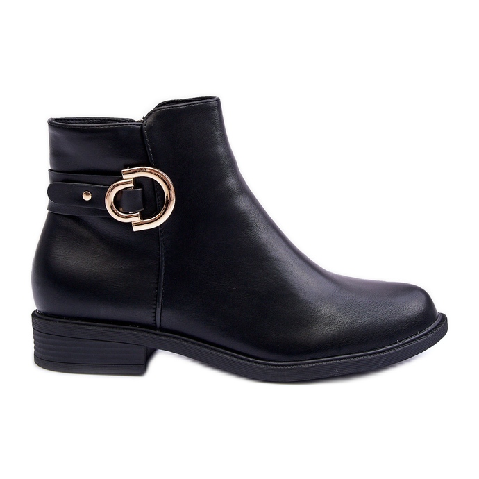 FD1 Botas negras de tacón plano Meronei negro