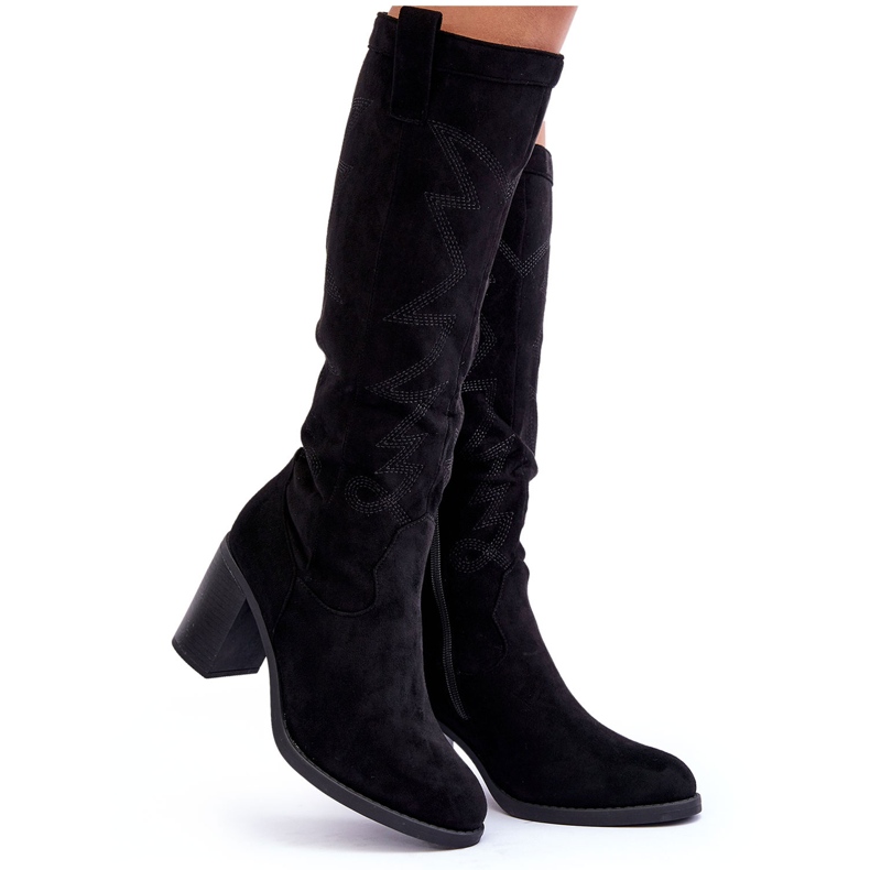 Day-Vine Botas Mujer Ante Tacón Negro Khabira