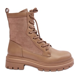 FD1 Botas Worker Mujer Piel Beige Faustina