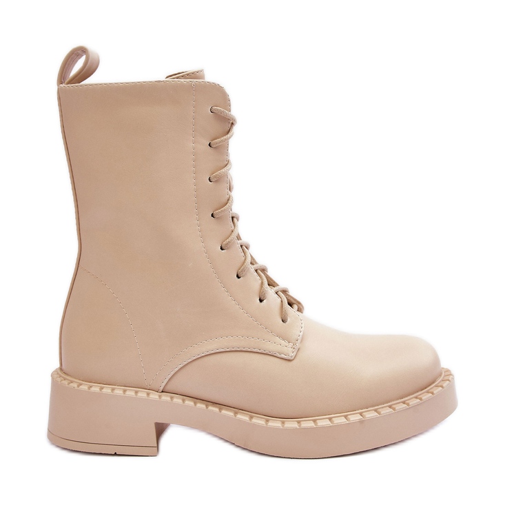 WS1 Botas Worker de tacón plano Aganne beige claro WS1 Botas Worker de tacón plano Aganne beige claro