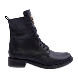 Botines Cordones Piel Con Adorno Negro Nicole 2750