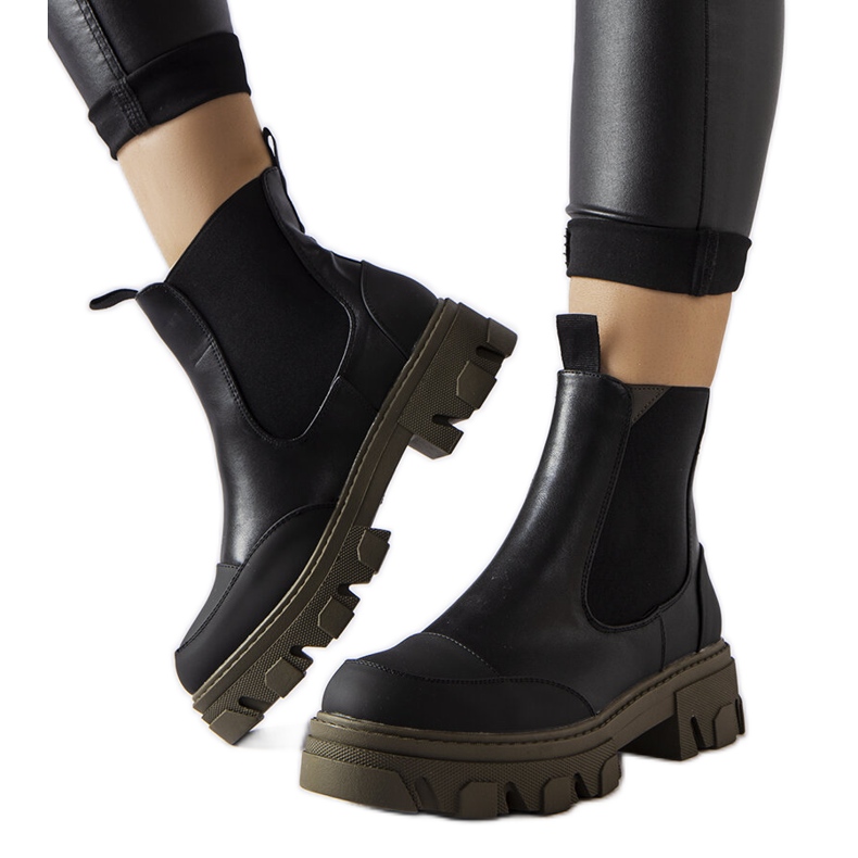 Botas slip-on negras y verdes de Sibyla negro