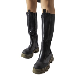Botas altas negras y verdes de Pasquale negro Botas altas negras y verdes de Pasquale negro