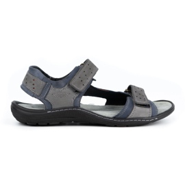 Olivier Sandalias hombre piel 295K azul marino con gris Olivier Sandalias hombre piel 295K azul marino con gris