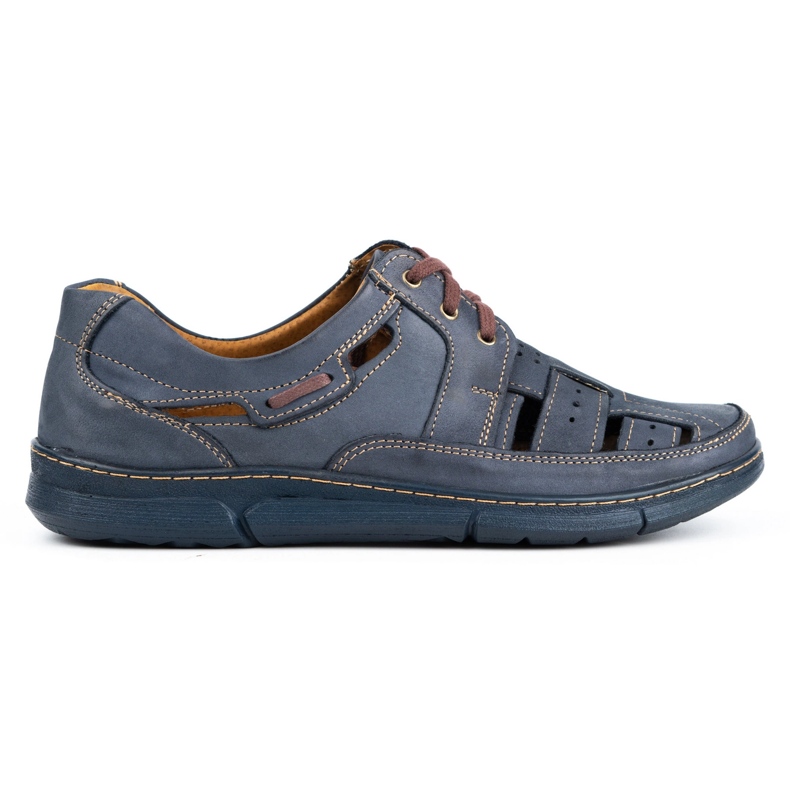 Olivier Zapatos de verano hombre calados 600 azul marino