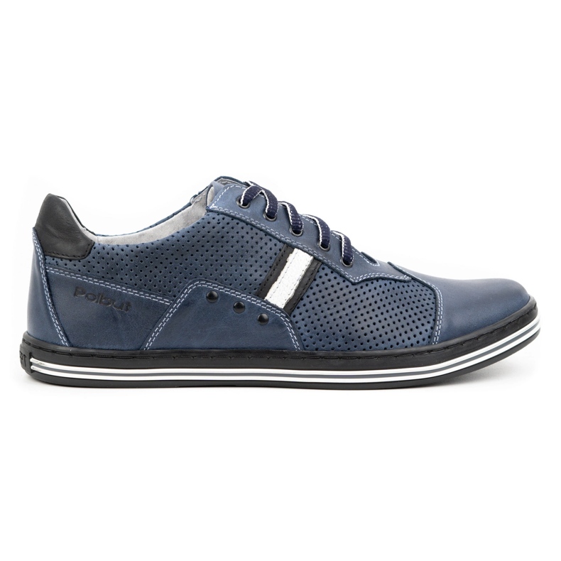 Polbut Zapatos casual hombre piel 1801P azul marino con blanco Polbut Zapatos casual hombre piel 1801P azul marino con blanco