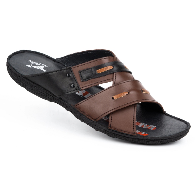 Kampol Babuchas hombre piel 201/55 cara marron marrón
