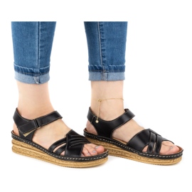 WASAK Sandalias mujer piel cómodas 0658W negro