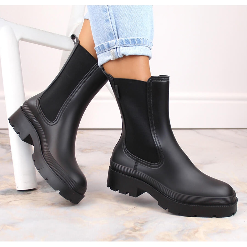 Botas Chelsea de mujer, botas de agua negras, Big Star MM274695 negro