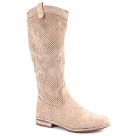 Botines mujer ante calado beige Vinceza 16456