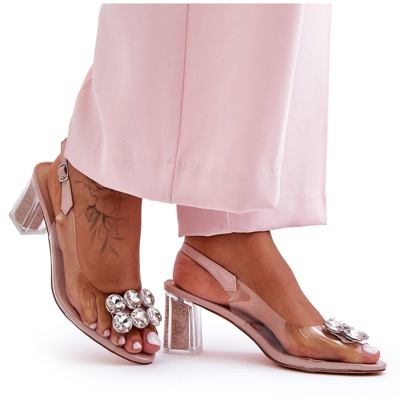 Sandalias Transparentes Con Tacón Rosa S.Barski MR1037-43 rosado