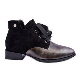 Zapatos De Tacón Plano De Mujer Con Cordones Negro Meroni