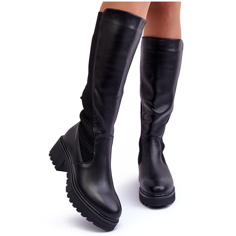 Botas por encima de la rodilla de cuero negro Fenwell