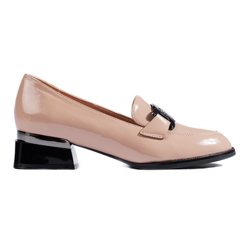 Zapatos mujer lacados beige con hebilla Vinceza