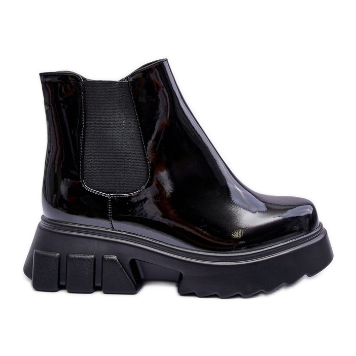 Botines Chelsea Worker Mujer Lacados Negro Brizora