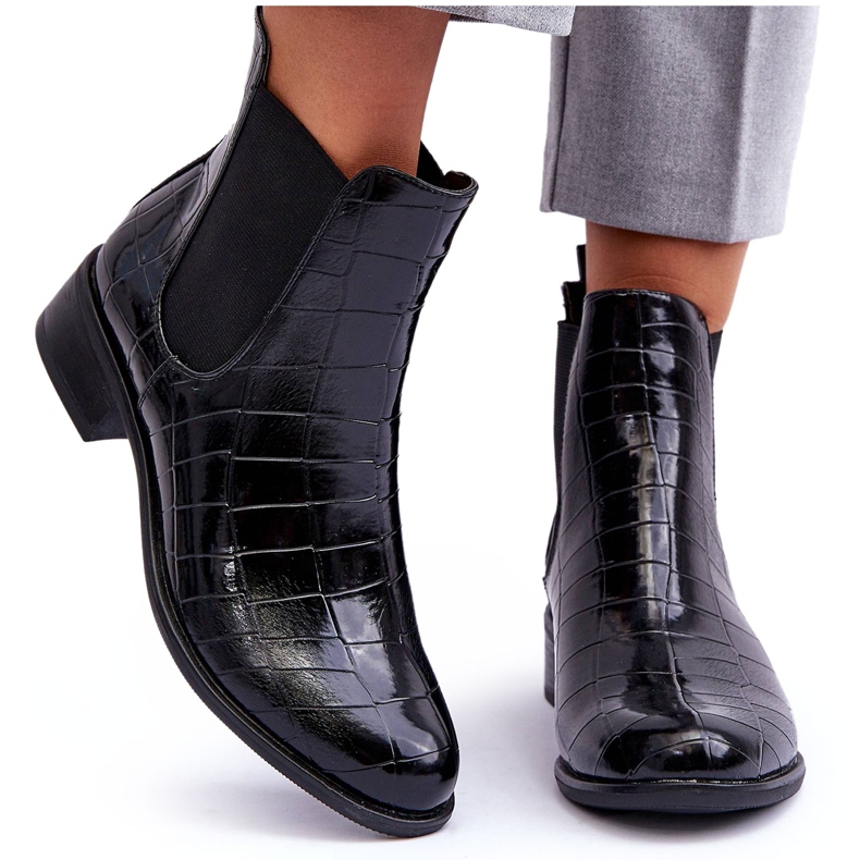 Botas Piel Botines Chelsea Estampado Animal Negro Daina