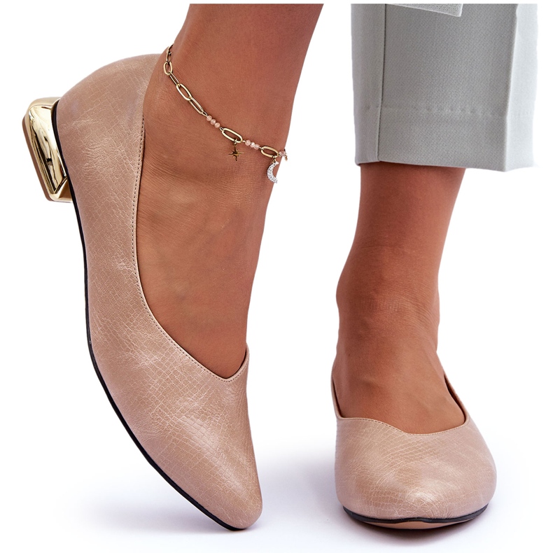 PD1 Tacones Planos Piel Beige Vaani