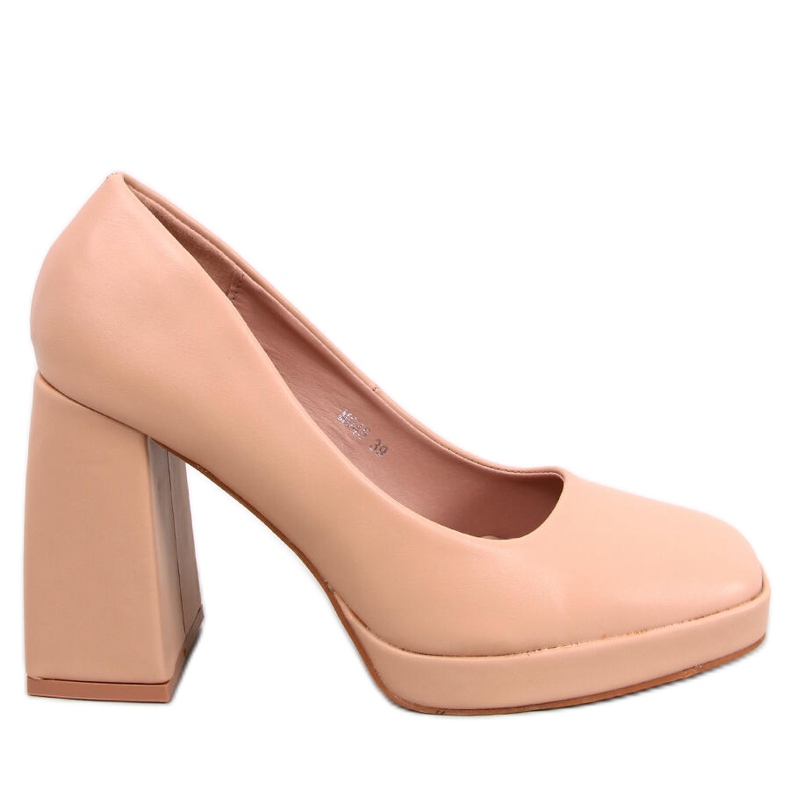 Zapatos de tacón ancho Nessa Nude beige
