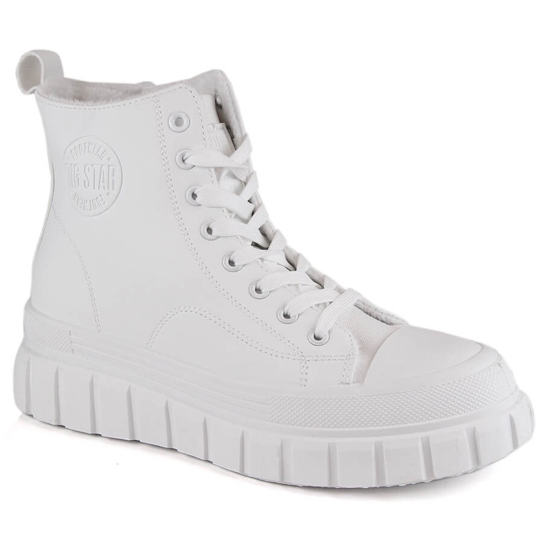 Botas aislantes Big Star MM274624 en la plataforma con cordones y cremalleras blanco Botas aislantes Big Star MM274624 en la plataforma con cordones y cremalleras blanco