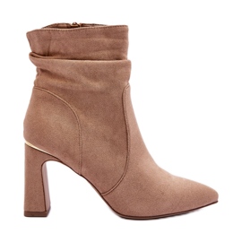 Botines Tacón Ante Mellamene Beige Botines Tacón Ante Mellamene Beige