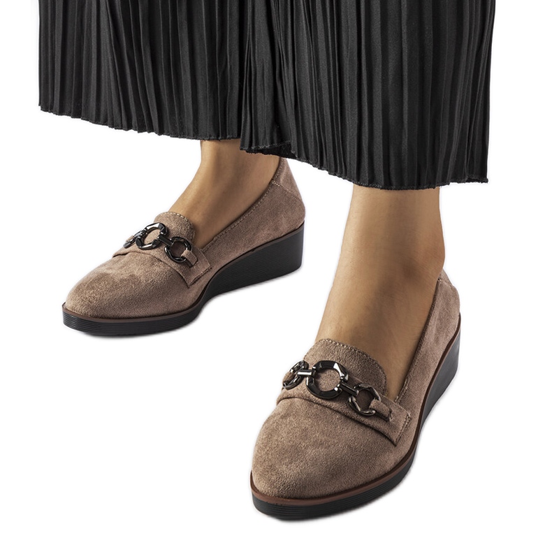 Mocasines con cuña en ante marrones de Erin marrón