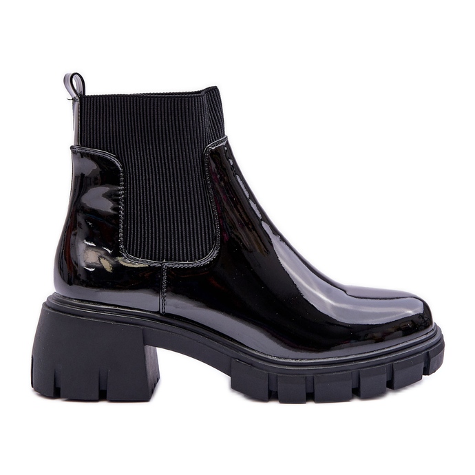 Botines Chelsea Mujer Lacado Negro Cirie Botines Chelsea Mujer Lacado Negro Cirie